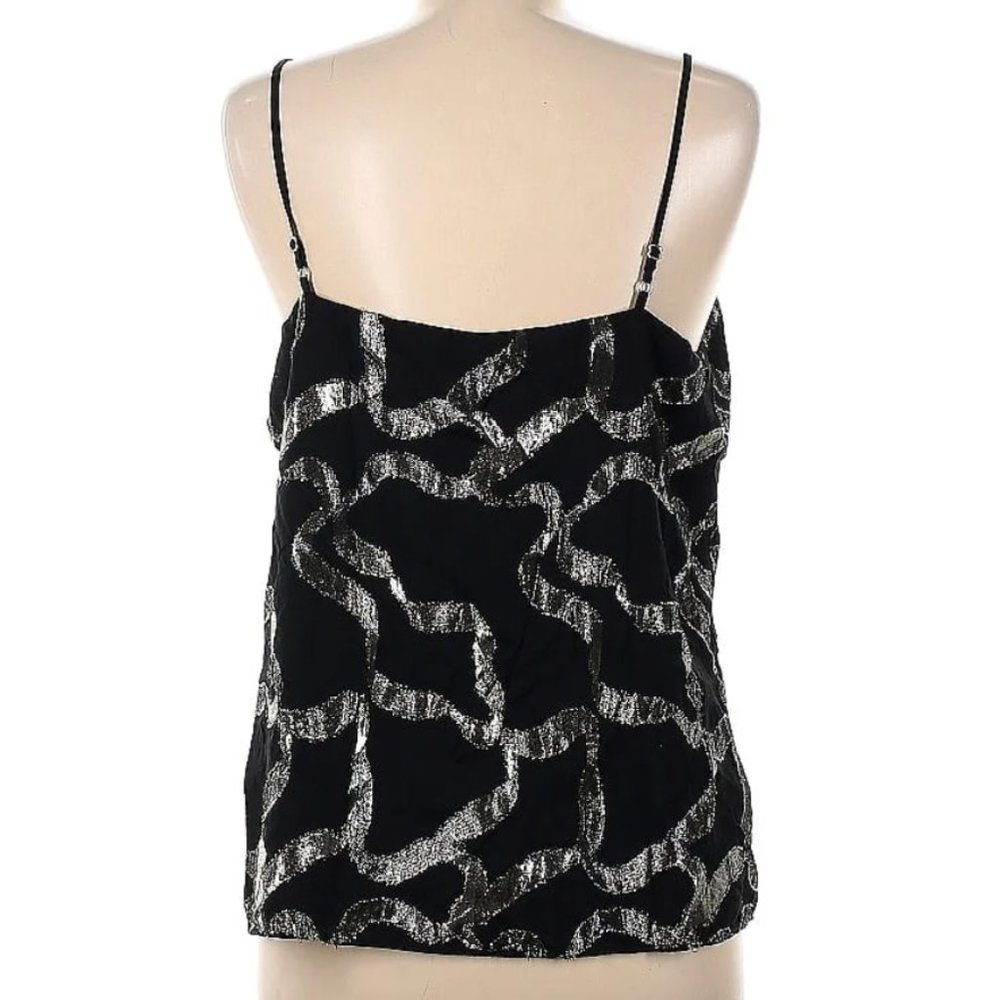 Ann Taylor Metallic camisole top blouse black silver medium M - Picture 2 of 2